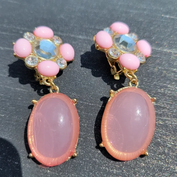 Contemporary Clip-On Earrings ~ 4pr ~ Rhinestones ~ Craft ~ Re-purpose ~ Upcycle - Picture 6 of 16